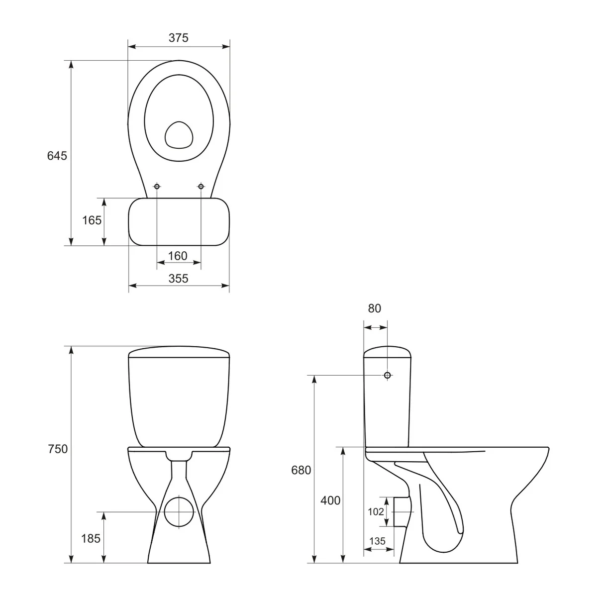 Set Vas WC Pe Pardoseala Cu Rezervor Cersanit Compact President P010 + Mecanism Si Capac Poilietilena K08-028-EX3