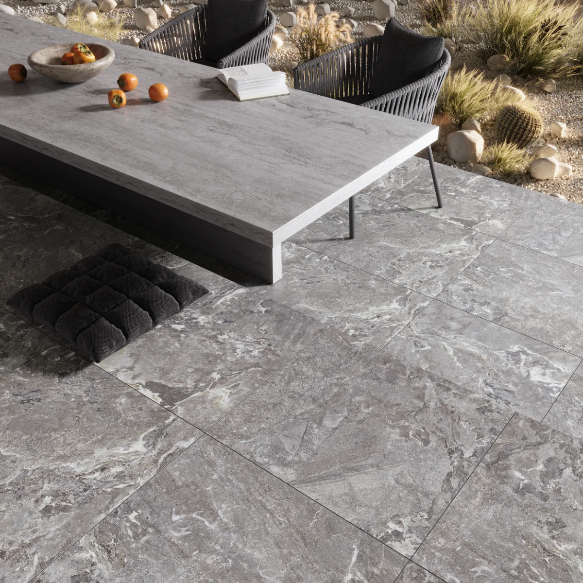 Gresie Antiderapanta Exterior / Interior Snake Stone Grey 60 x 60 cm Mata Portelanata Rectificata Aspect Ciment
