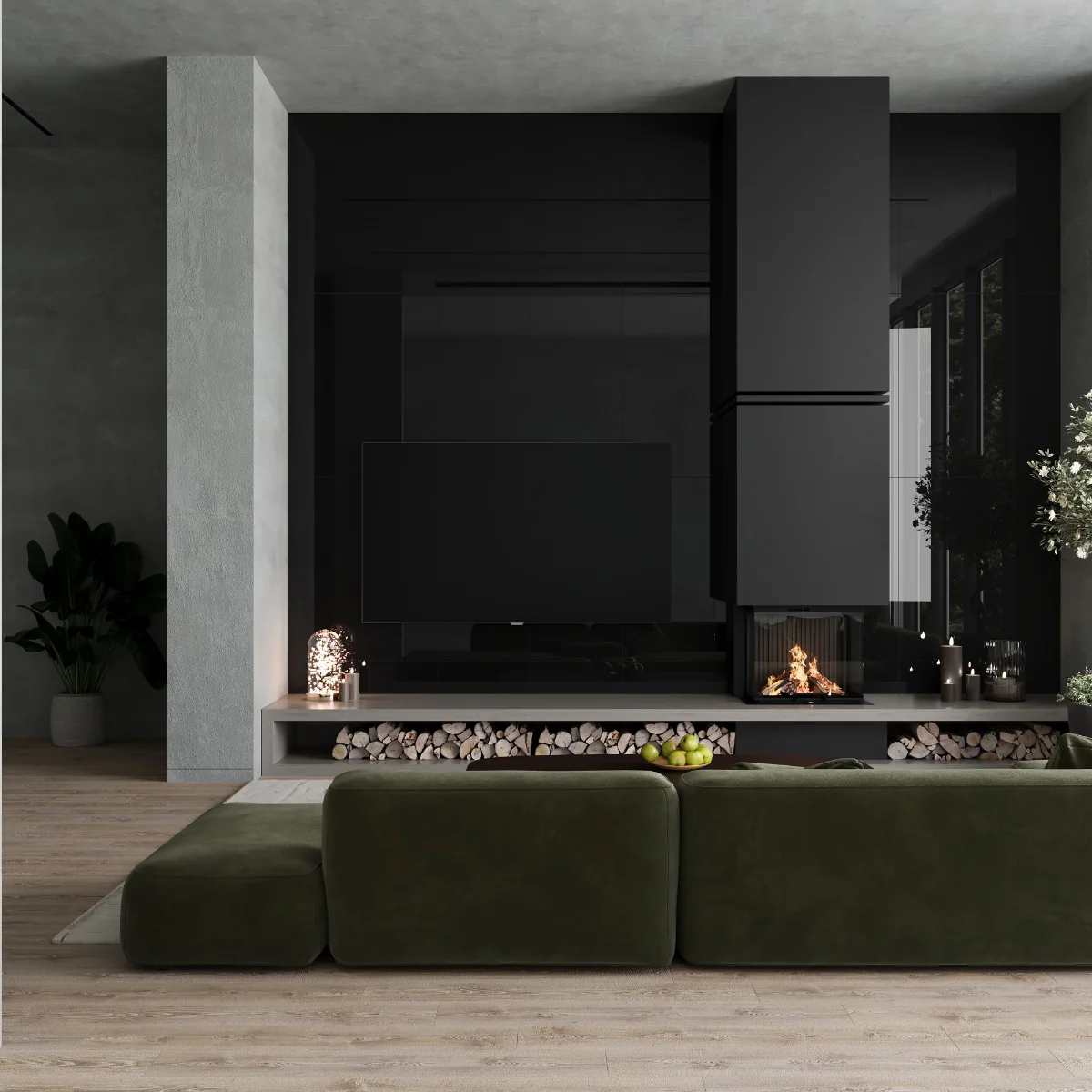 Gresie Exterior / Interior Portelanata Super Black 60 X 120 Cm Lucioasa Rectificata