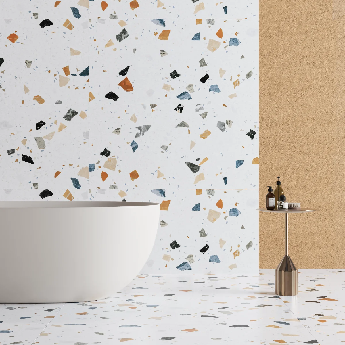 Gresie Mozaic Exterior / Interior Stracciatella White 60 x 120 cm Mata Antiderapanta Portelanata Rectificata