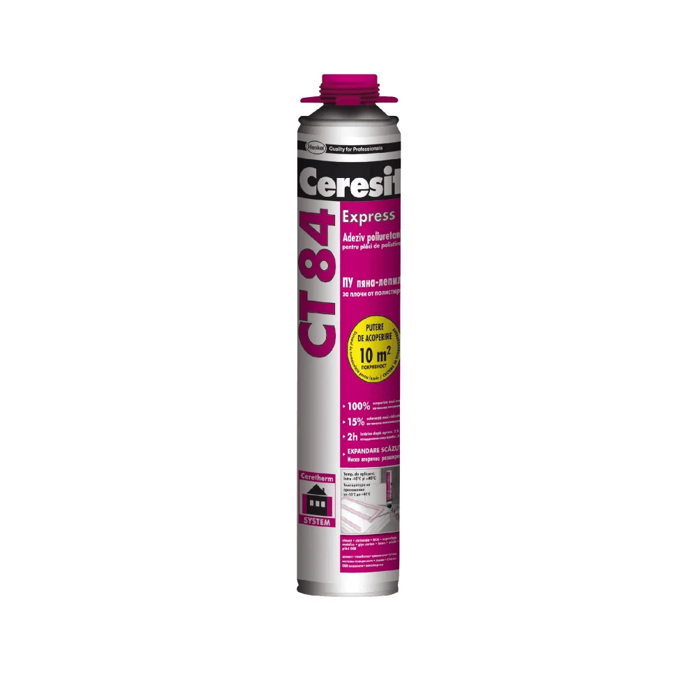 Adeziv Poliuretanic Pentru Polistiren Si Vata Minerala 850 ml Ceresit CT 84 Express