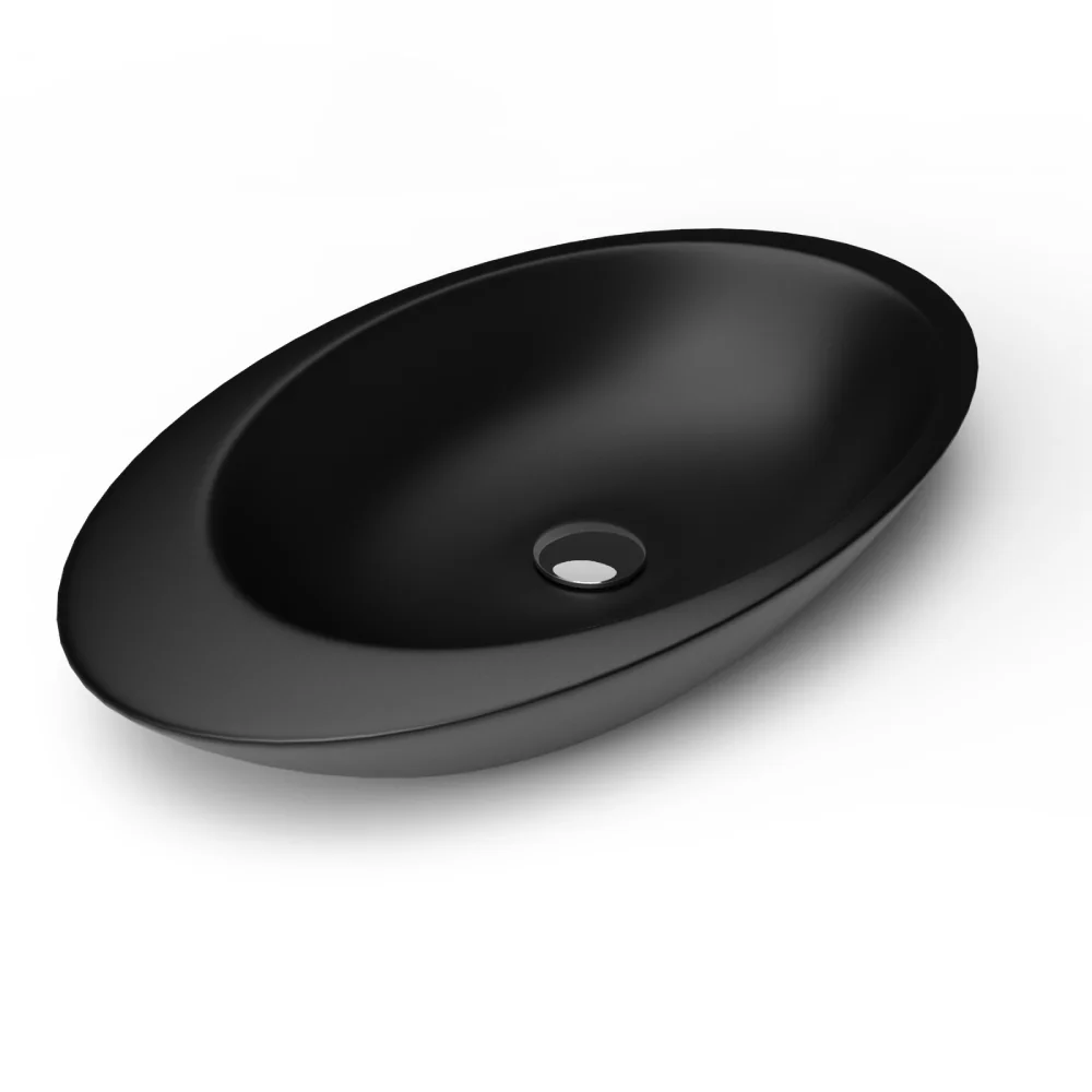 Lavoar Baie Pe Blat Celesta Ellipse 74 x 42 x 12 Cm Ceramica Negru Mat