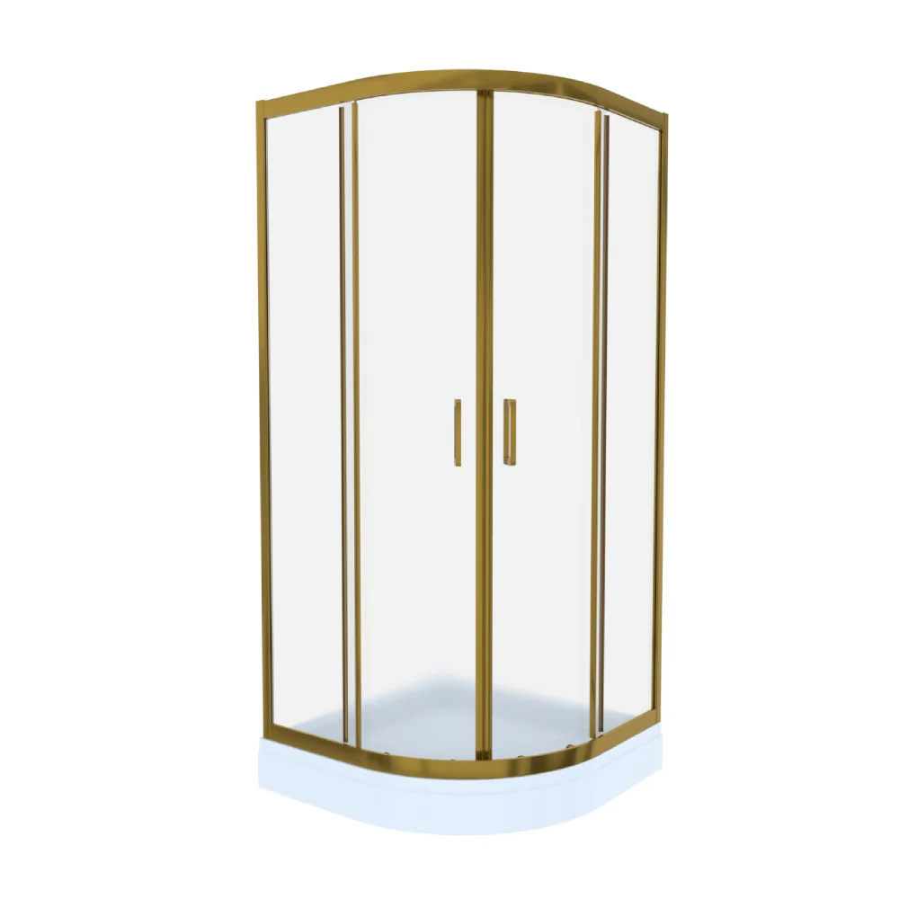Cabina De Dus Simpla Celesta Titan Semirotunda Sticla Sablata 6 Mm 90 X 90 X 190 Cm Profil Auriu