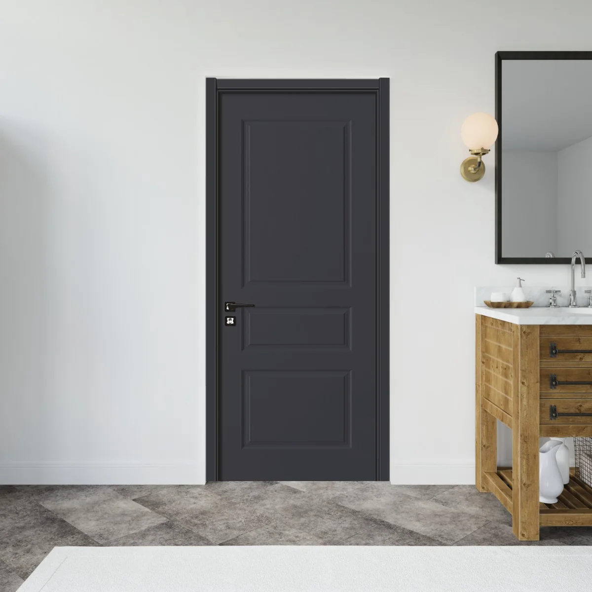 Usa Interior Din MDF SY 2102 Reversibila Toc Inclus Gri Antracit 80 x 200 cm