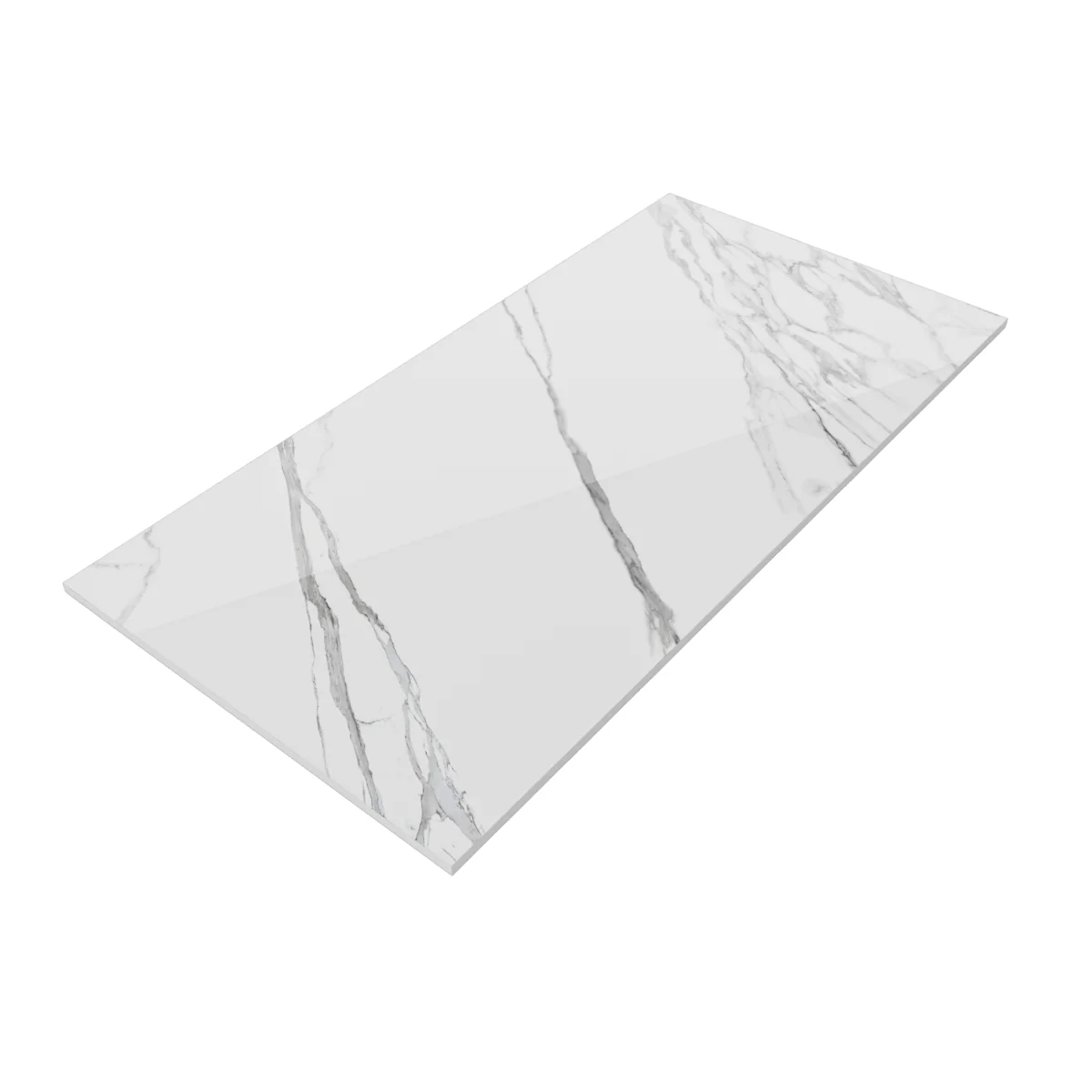 Gresie Exterior / Interior Portelanata Thunder White Bookmatch B 60 x 120 cm Lucioasa Rectificata Tip Marmura