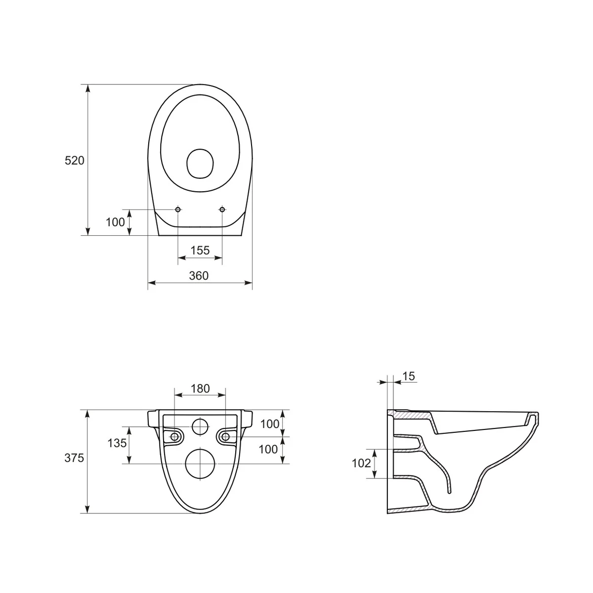 Vas WC Suspendat Monobloc Cersanit Delfi K11-0021 Alb