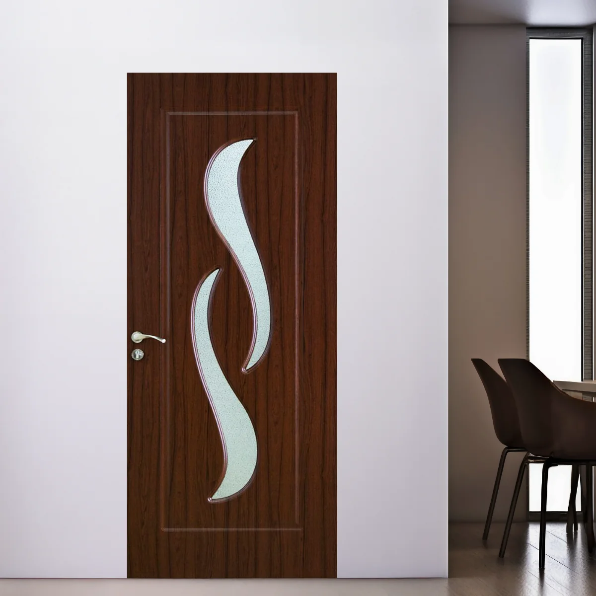 Usa De Interior Din Lemn Modern Cu Geam OP-016 2000/700 Teak