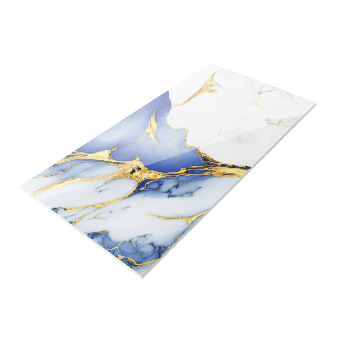 Gresie Exterior / Interior Portelanata Aqua Blue Gold 60 x 120 cm Lucioasa Rectificata Tip Marmura