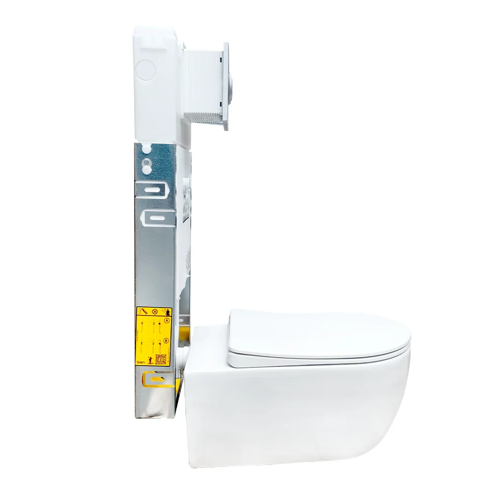 Set Vas WC Suspendat Rimless Cu Rezervor Incastrat Supreme 49 cm + Capac Duroplast Si Clapeta De Actionare