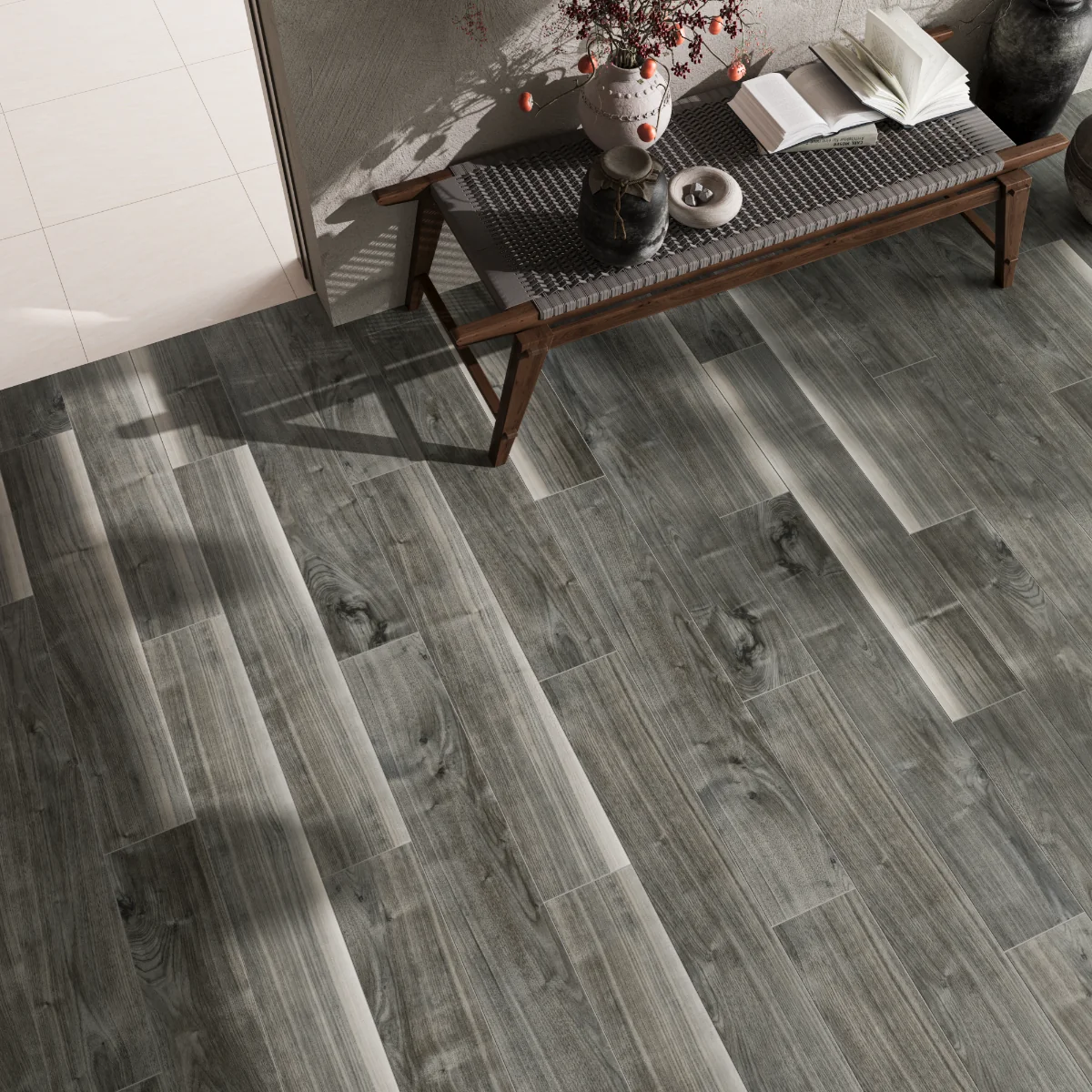 Gresie Tip Parchet Exterior / Interior Pine Fume 20 x 120 Cm Mata Portelanata