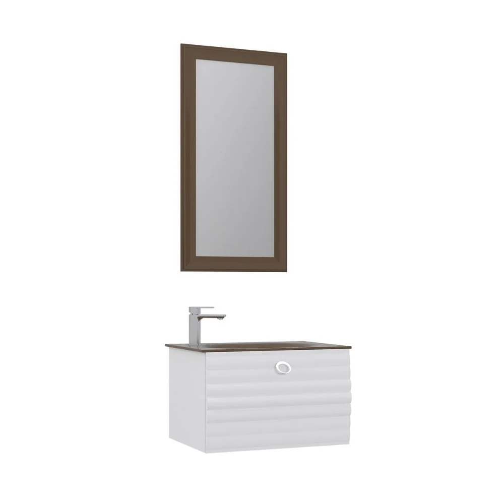 Set Mobilier Baie Orka Anzer Suspendat 3 Piese Alb 60 cm