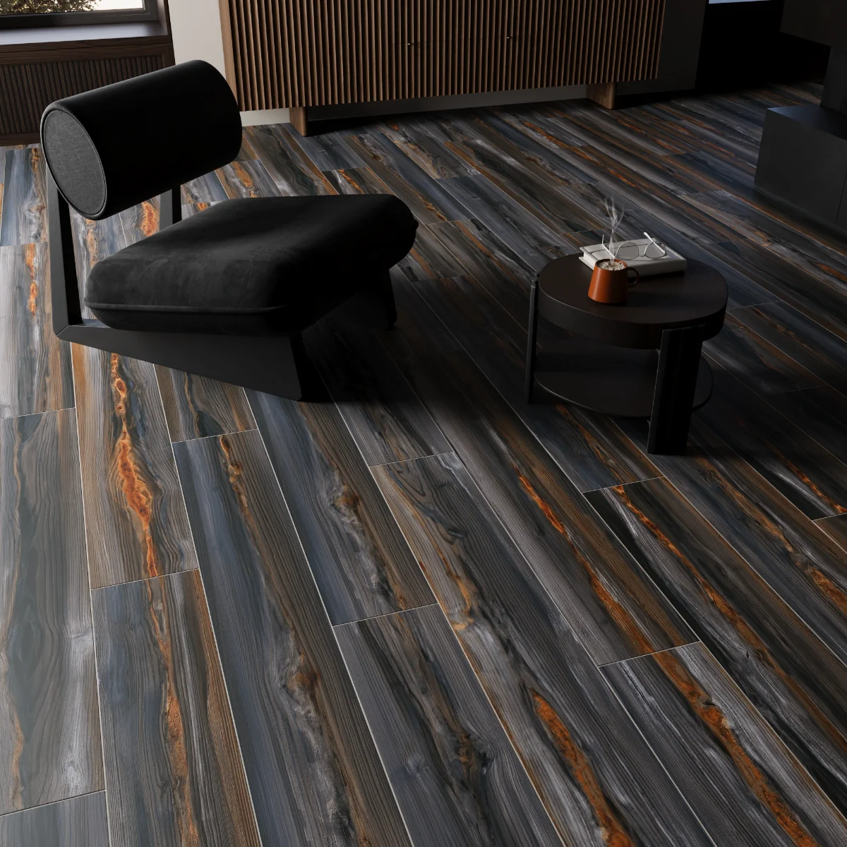 Gresie Tip Parchet Exterior / Interior Metalwood 19.7 x 120 cm Mata Portelanata Rectificata