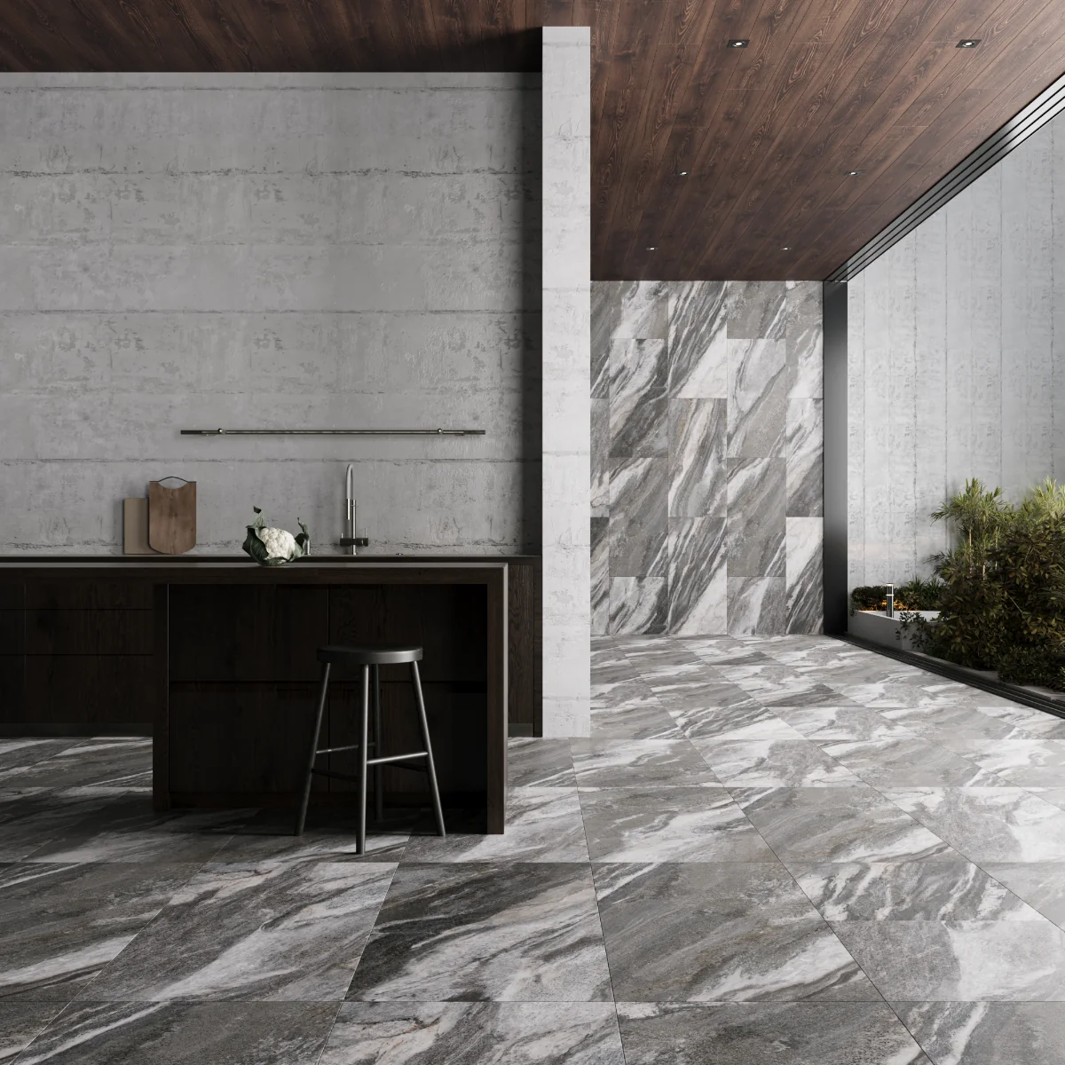 Gresie Exterior / Interior Antiderapantă Costa Grey 60 x 120 cm Mată Porțelanată Rectificată Tip Piatră Naturală