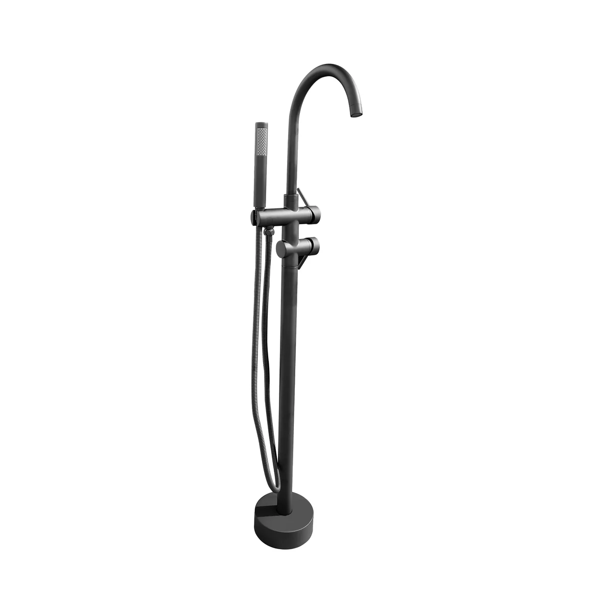 Baterie Freestanding Cu Montaj Pe Pardoseala Cadru Rotund Negru