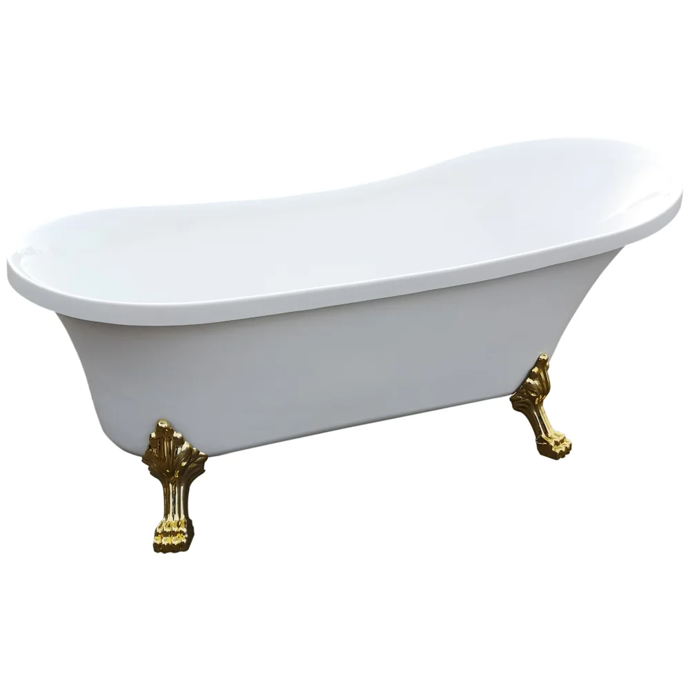 Cada Baie Freestanding Bella* BSM-404 Acril 160 x 75 x 75 cm Alb Picioare Aurii