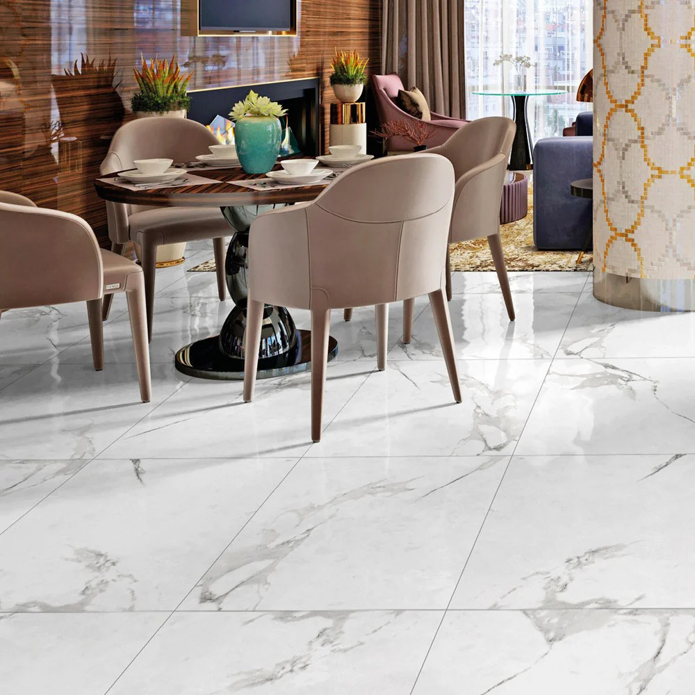 Gresie Exterior / Interior Portelanata Carrara 60 x 60 cm Mata Rectificata Tip Marmura