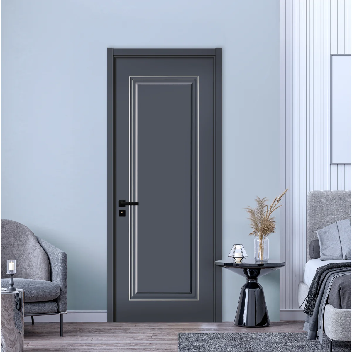 Usa Interior Din MDF KM 460 Reversibila Toc Inclus Gri Antracit 80 x 200 cm