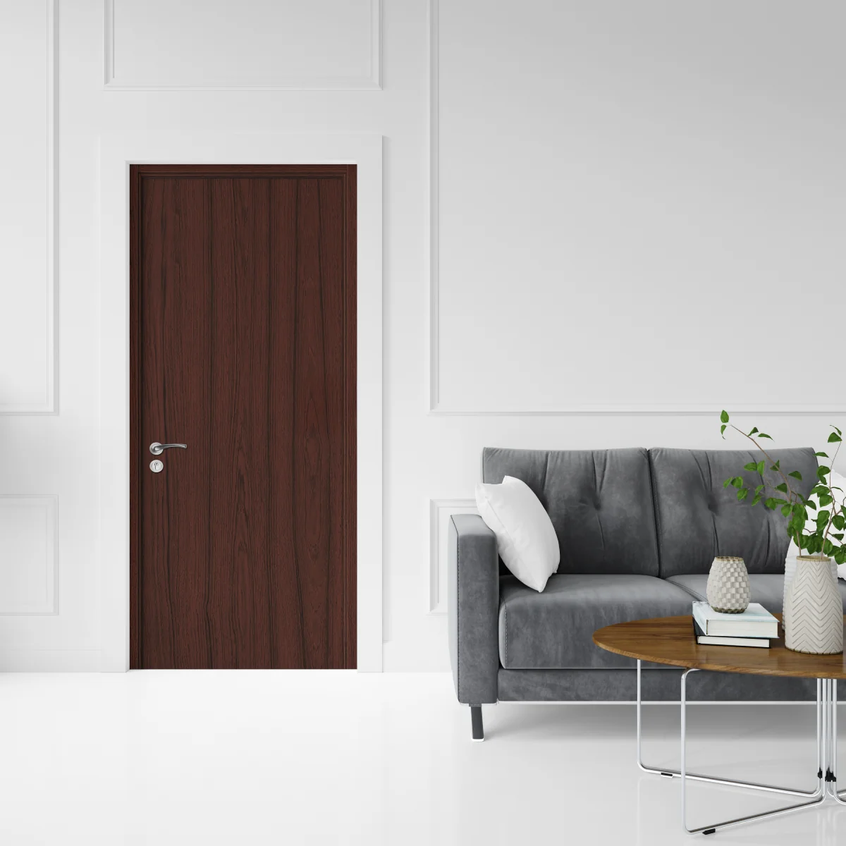 Usa Interior Din MDF OP 030 Reversibila Toc Inclus Teak Maro 70 x 200 Cm