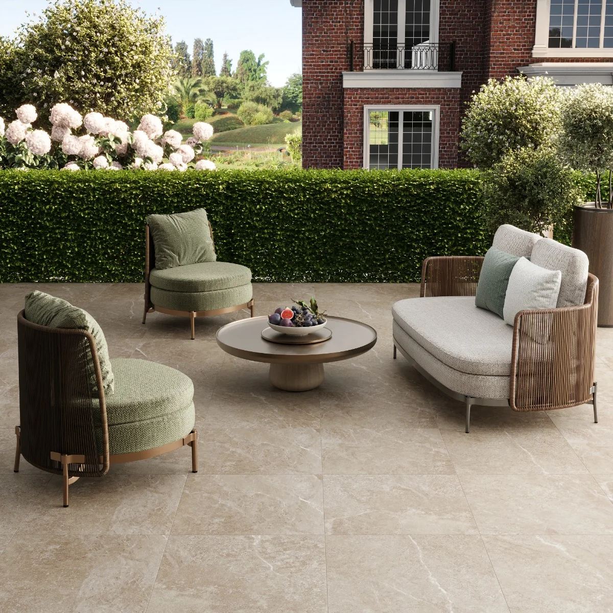 Gresie Antiderapanta Exterior / Interior Gravia Ivory 60X60X2 cm Mata Portelanata Rectificata Aspect Ciment