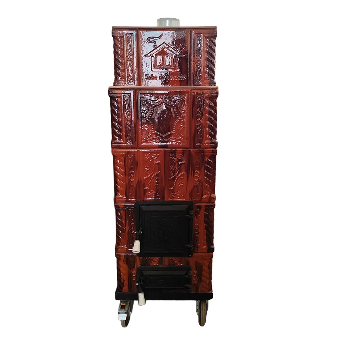 Soba Teracota 5 Randuri Maro Degrade Cu Roti 45 x 56 x 135 Cm Evacuare Centru