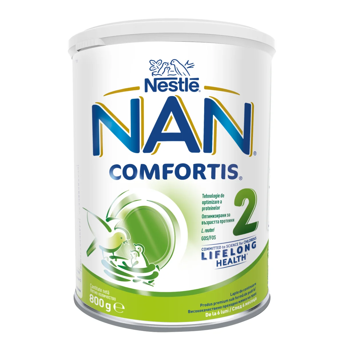 Lapte praf de continuare pentru bebelusi NAN Comfortis 2 de la 6 luni, 800g, Nestle