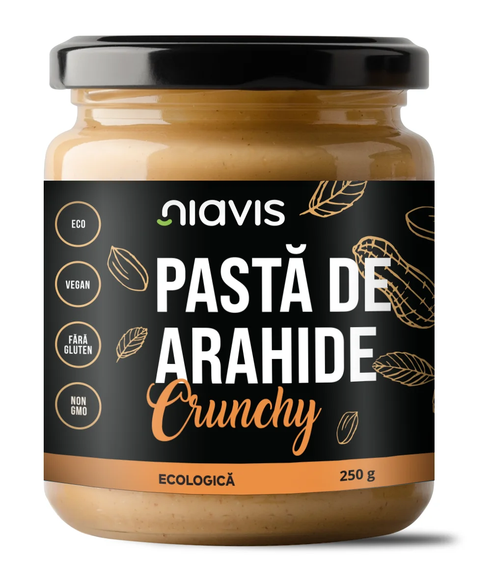 Pasta de arahide crunchy ecologic, 250g, Niavis