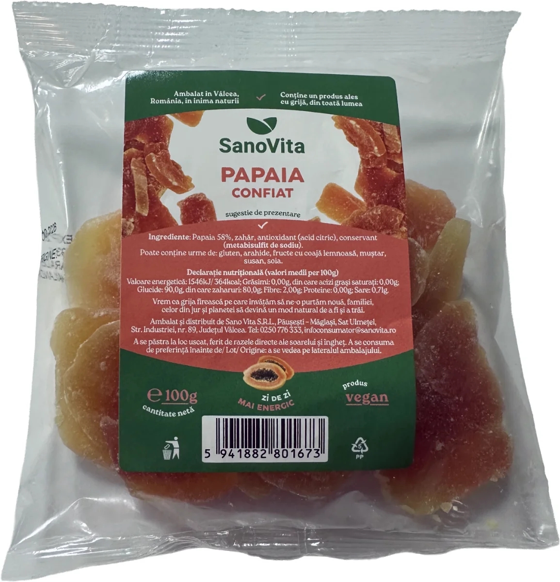 Papaia confiat, 100g, SanoVita