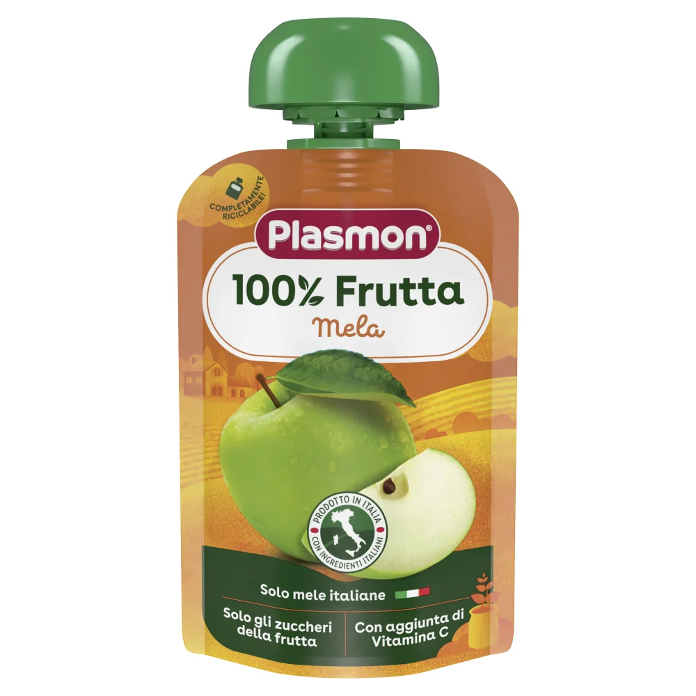 Piure din pulpa de mere si banane cu vitamina C, 100g, Plasmon