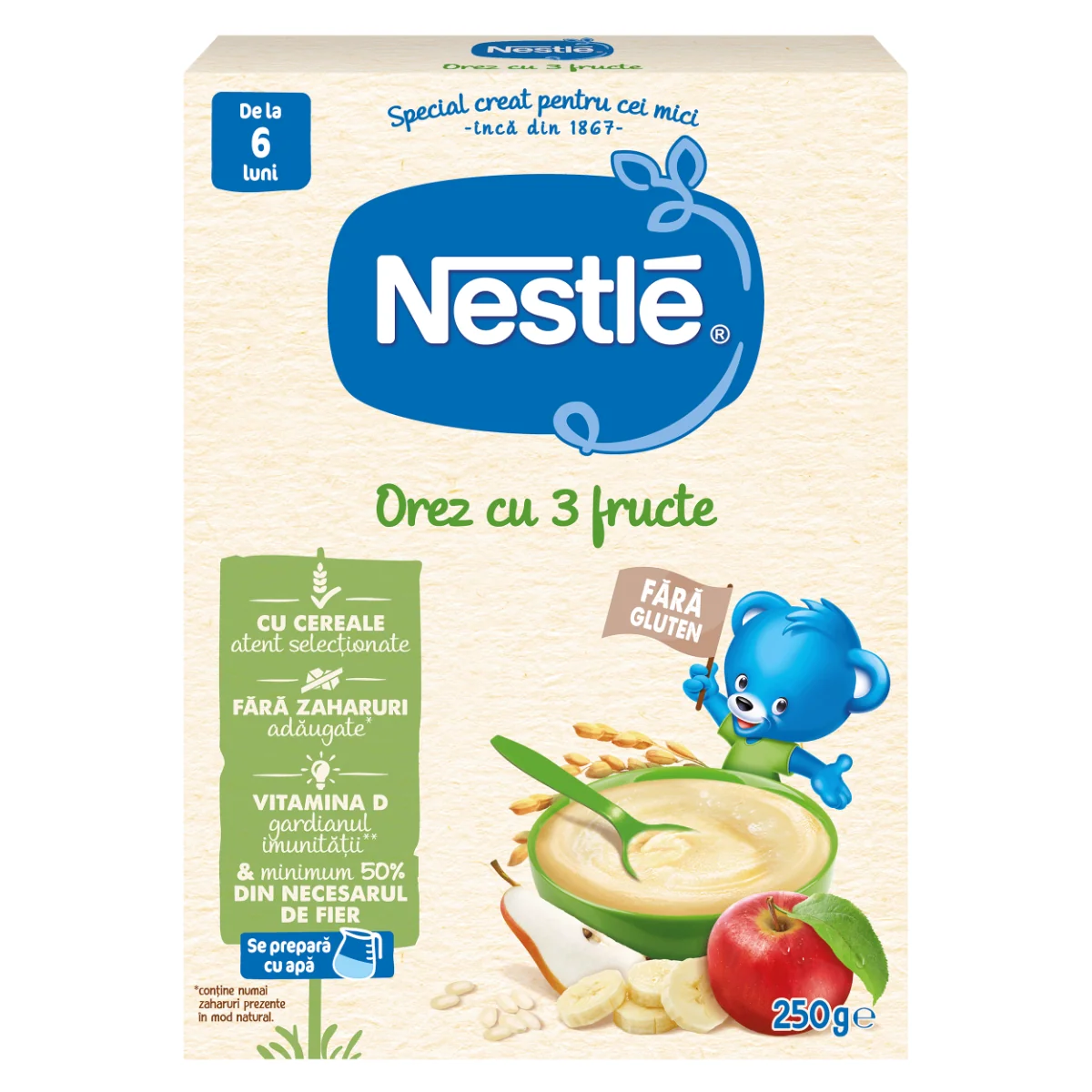 Cereale orez cu 3 fructe, 250g, Nestle