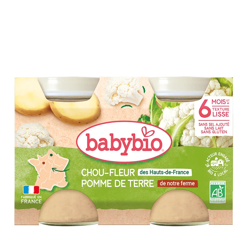 Piure de conopida si cartofi Bio, 2 x 130g, BabyBio