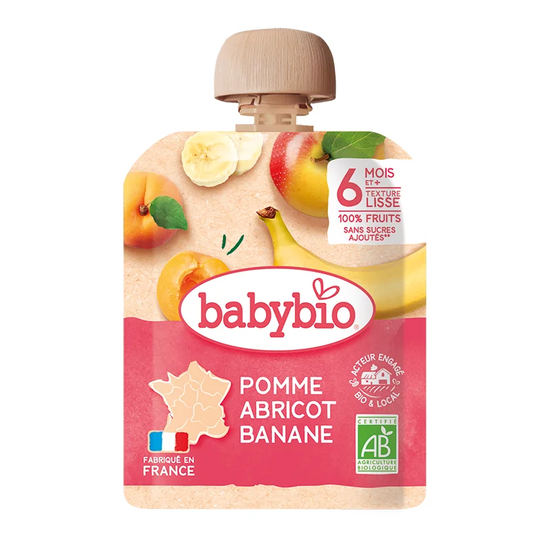 Piure de mere, caise si banane +6 luni, 90g, BabyBio