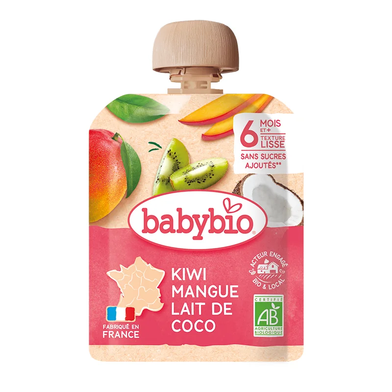 Piure de kiwi, mango si cocos Bio, 90g, BabyBio