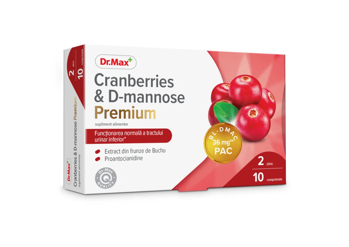 Dr. Max Cranberries & D-mannose Premium, 10 comprimate