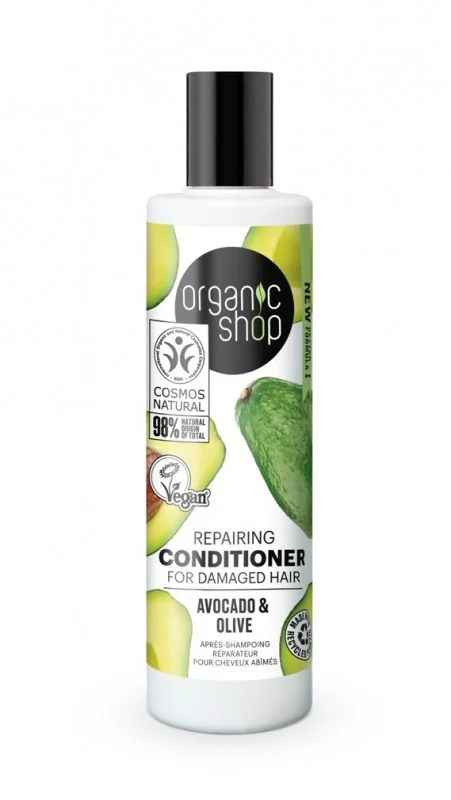 Balsam pentru parul uscat Avocado & Masline, 280ml, Organic Shop