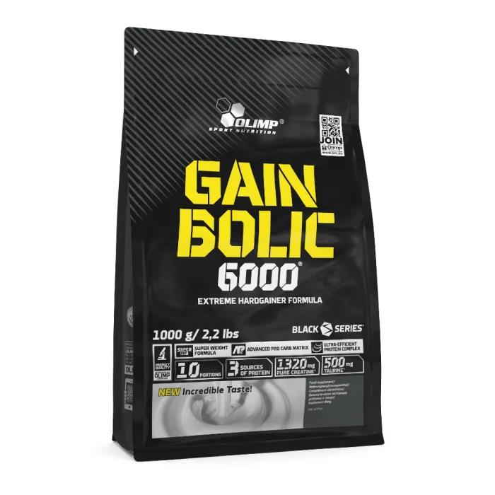 Gainer pudra proteica proteine din zer Gain Bolic 6000 Ciocolata, 1kg, Olimp Sport Nutrition