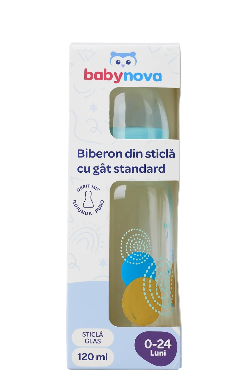 Biberon Din Sticla 0-24 Luni, 120ML, Baby Nova