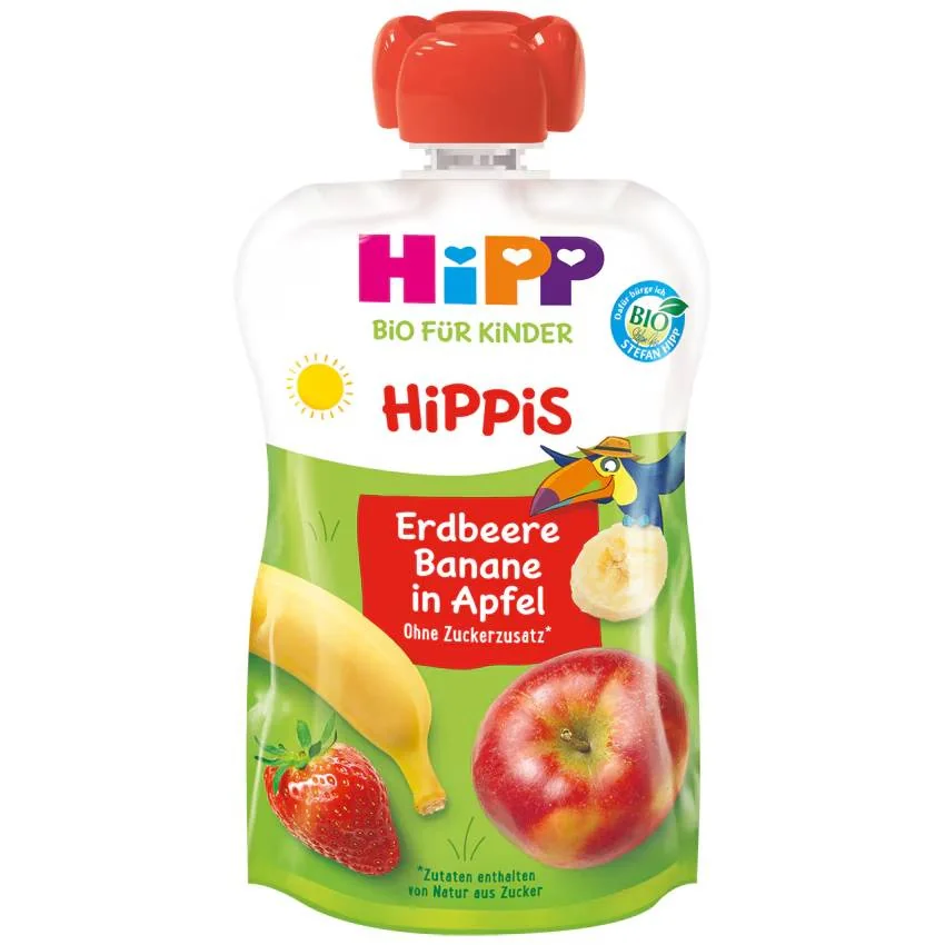 Piure De Fructe, Capsuni Banana Si Mar, Incepand De La 12 Luni, 100g, HiPP