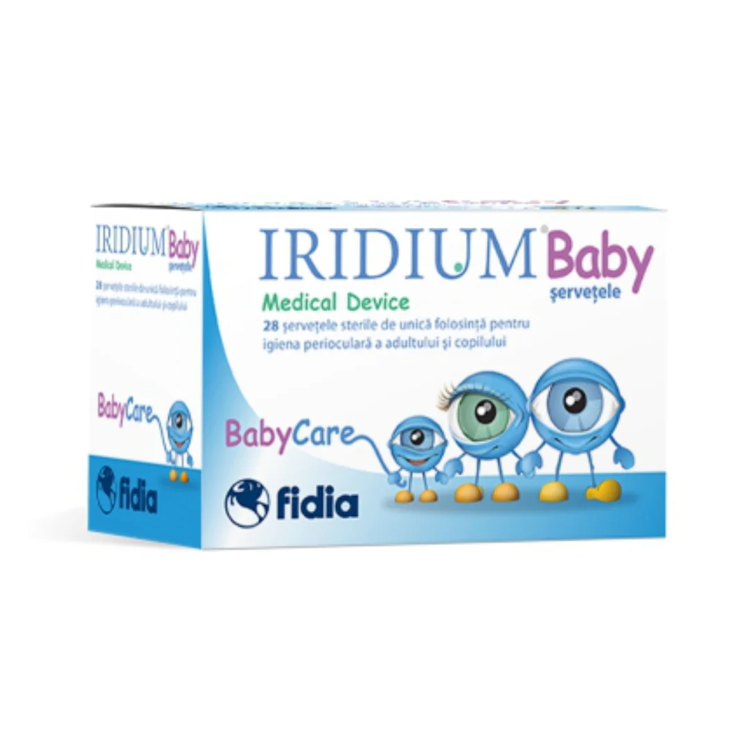 Servetele Sterile Pentru Ingrijire Perioculara Copii Si Adulti Iridium Baby, 28 Bucati, Fidia