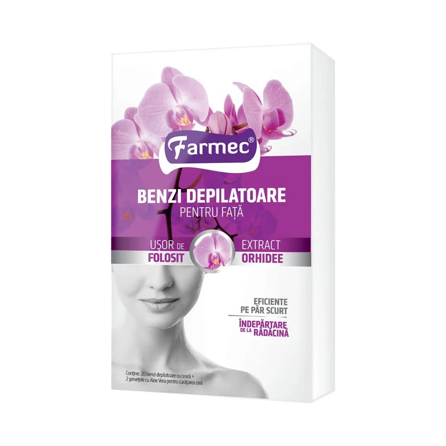 Benzi Depilatoare Pentru Fata Cu Extract De Orhidee, 10 X 2 Bucati, Farmec