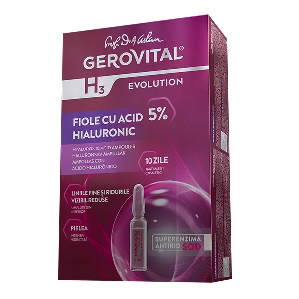 Fiole Cu Acid Hialuronic H3 Evolution, 10 Fiole X 2ml, Gerovital
