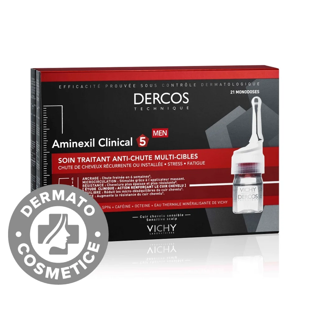 Tratament Fiole Impotriva Caderii Parului Pentru Barbati Aminexil Clinical 5 Dercos, 21x6 ml, Vichy