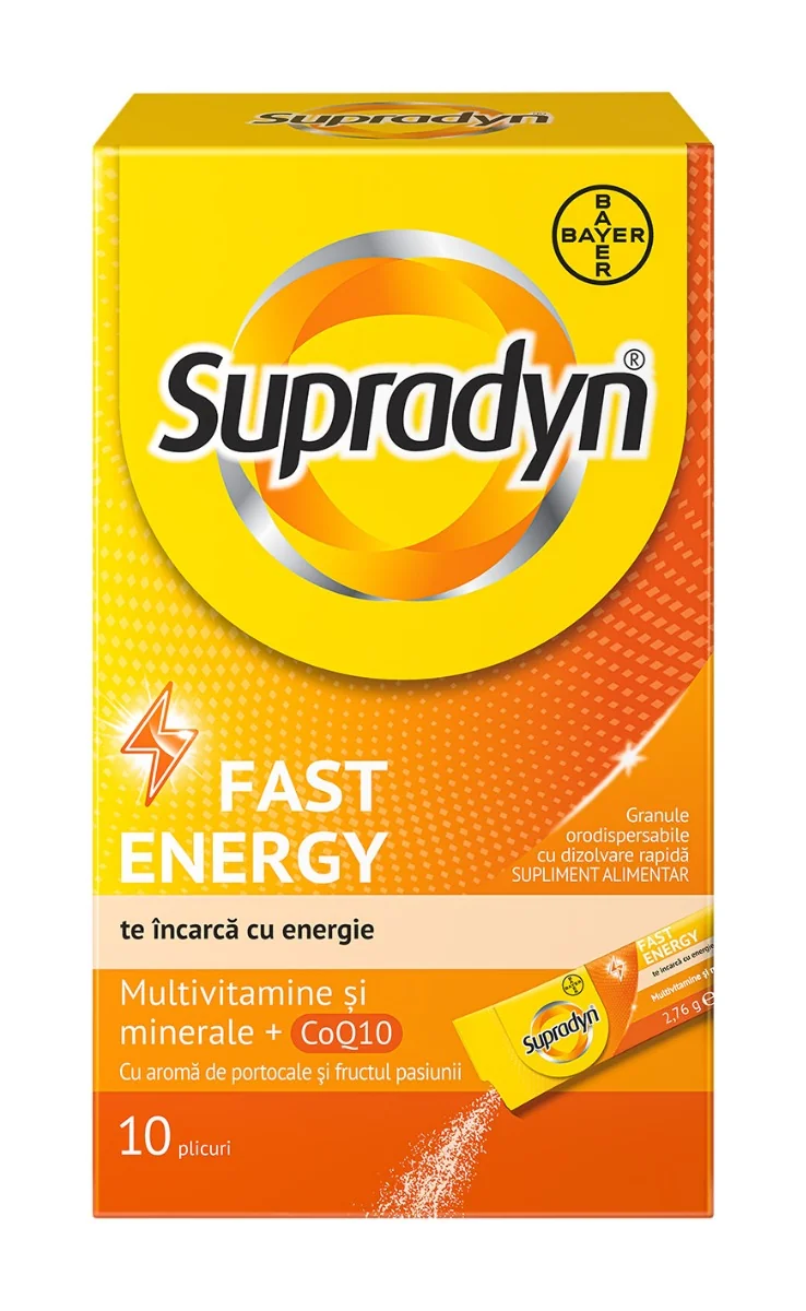 Supradyn Fast Energy Cu Coenzima Q10, 10 Plicuri, Bayer