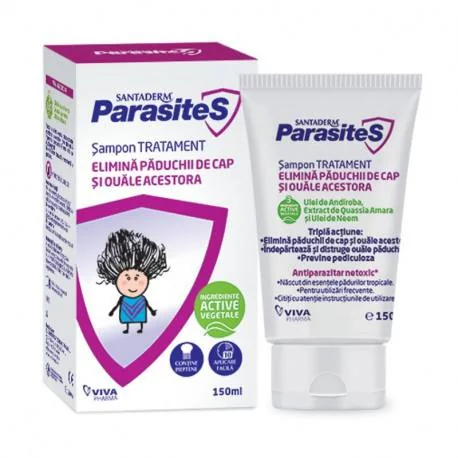 Sampon Tratament Impotriva Paduchilor Santaderm Parasites, 150ml, Viva Pharma