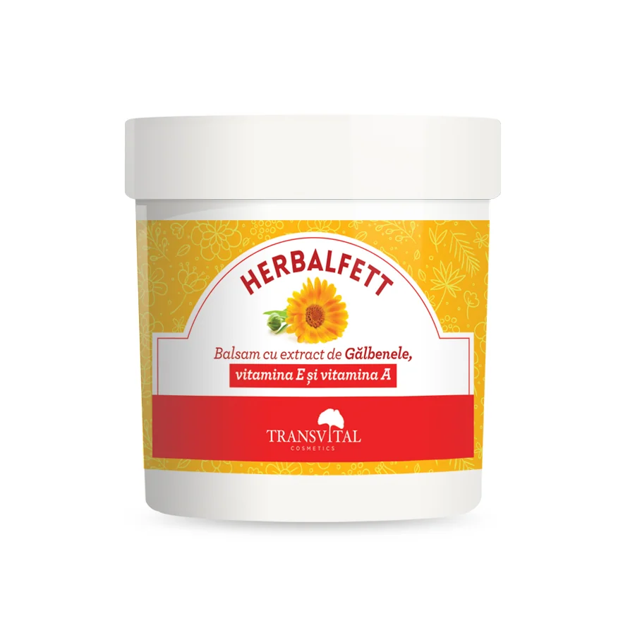 Herbalfett Balsam Cu Extract De Galbenele Vitamina E Si Vitamina A, 250ml, Transvital