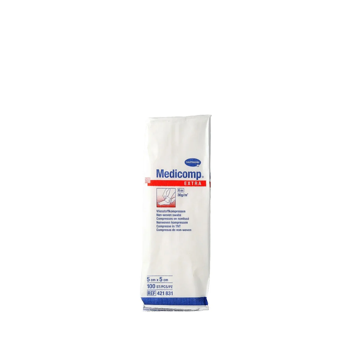 Comprese Extra Absorbante Din Material Netesut Medicomp 5x5 Cm, 100 Bucati, Hartmann