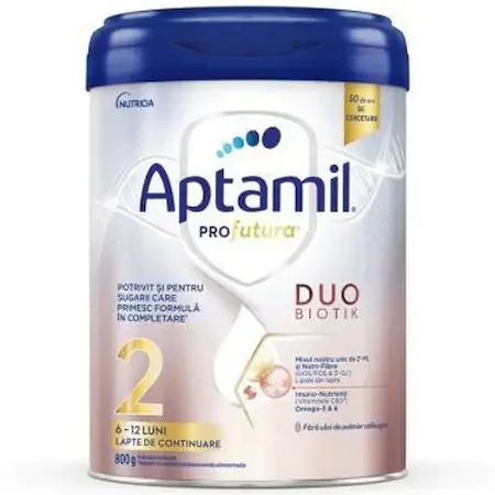 Lapte Praf Profutura DUOBIOTIK 2 Pentru 6-12 Luni, 800g, Aptamil