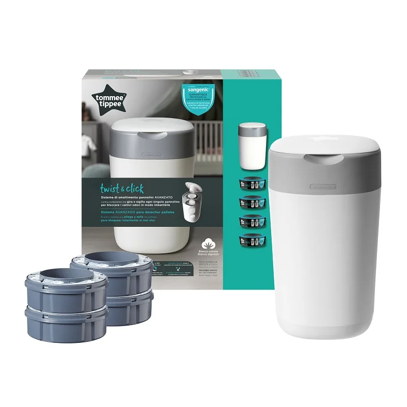 Pachet Cos Pentru Scutece Sangenic Tec Twist & Click Reciclabil + 4 Rezerve Pentru Cos Sangenic Tec, Tommee Tippee
