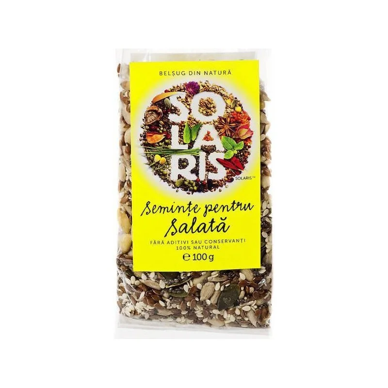 Seminte Pentru Salata Susan Floarea Soarelui In Chia Pin Dovleac, 100g, Solaris