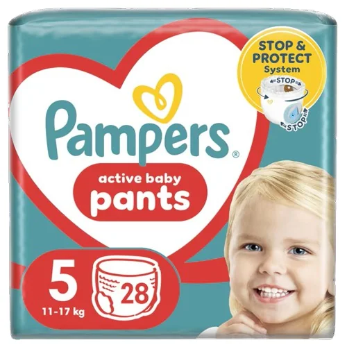 Scutece-chilotel Active Baby Pants Marimea 5  pentru 12-17kg, 28 bucati, Pampers