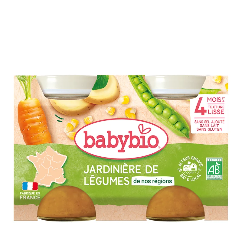 Piure din legume verzi +4 luni Bio, 2 x 130g, BabyBio